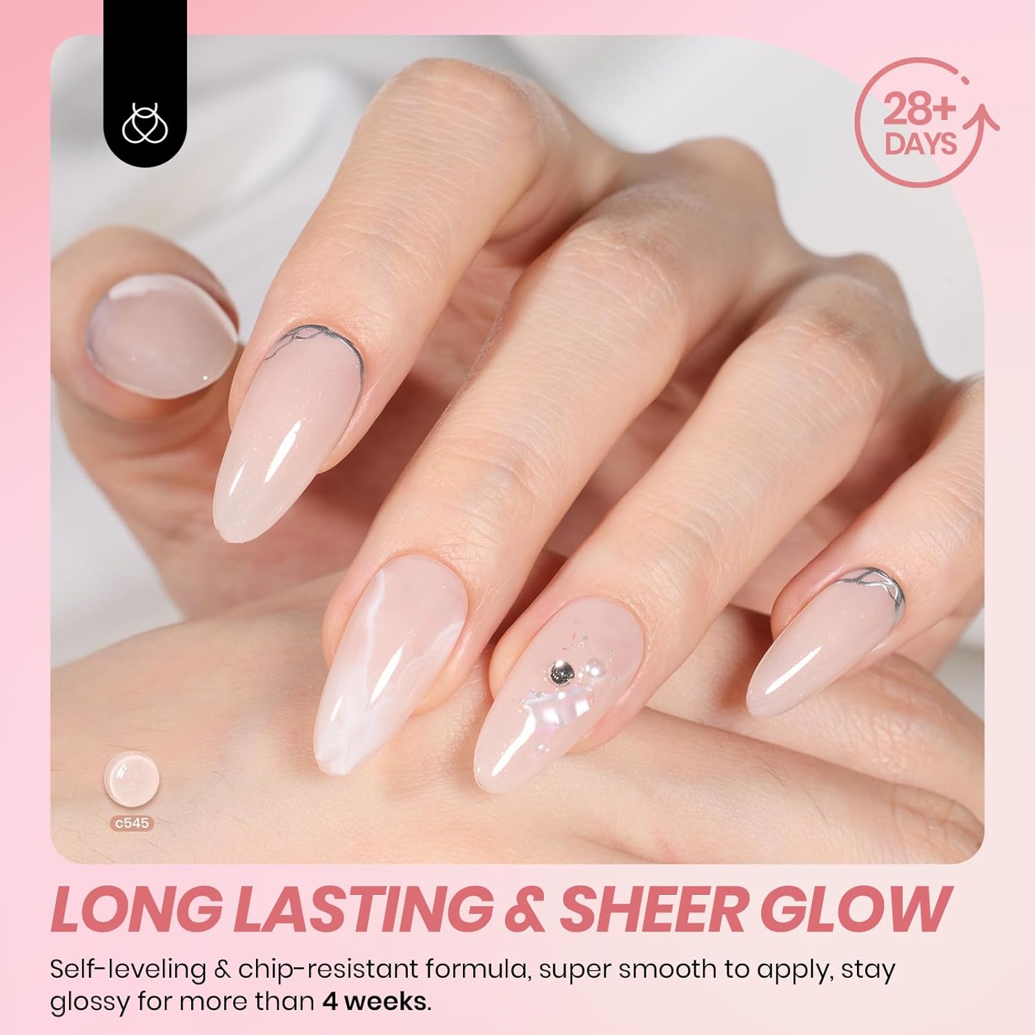 Detalle 2 de Beetles Gel Nagellack-Set Jelly Gel – 6 milchig-weiße bis Nude-Pink Töne, 7,5 ml pro Flasche
