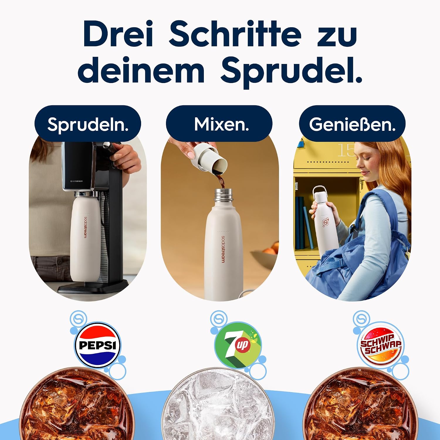 Detalle de SodaStream fizz&go COOL Edelstahlflasche 0,9 L – Blueberry, kompatibel mit DUO, E-DUO, TERRA, ART, ENSO