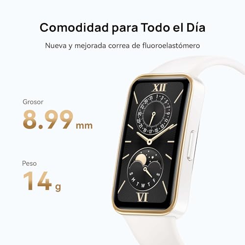 Detalle de HUAWEI Band 9 rosa con pantalla AMOLED de 1,47”, TruSleep 4.0 y hasta 2 semanas de batería
