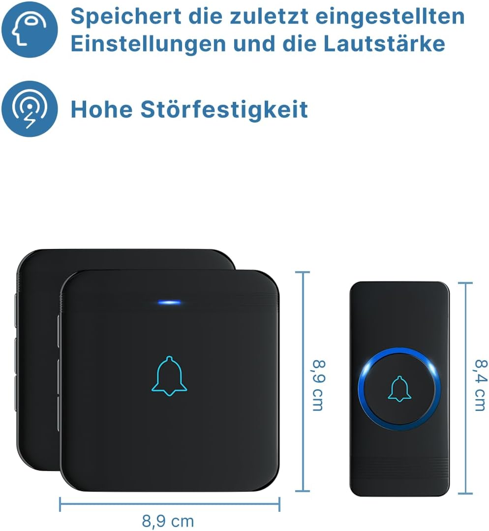 Detalle de AVANTEK Funkklingel – wasserdicht, 400 m Reichweite, 52 Melodien und 5 Lautstärkestufen