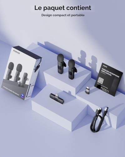 Thumbnail 7 de KUKIHO 2 Microphones Cravate Sans Fil: kit lavalier Plug‑and‑Play pour iPhone/Android