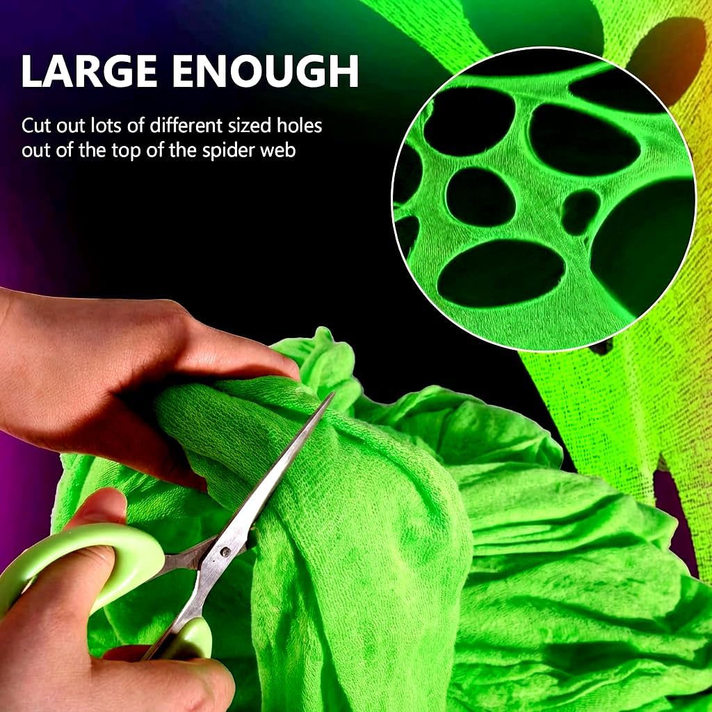 Thumbnail 2 de wymulot 2*10M Cotton Spider Web Decoration, 5 Colors, Black Light