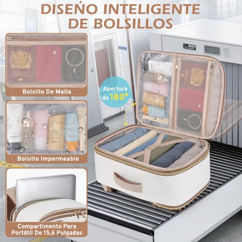 Detalle 2 de ETRONIK Mochila de viaje expandible 24-30 L, 40x30x20 cm, caqui
