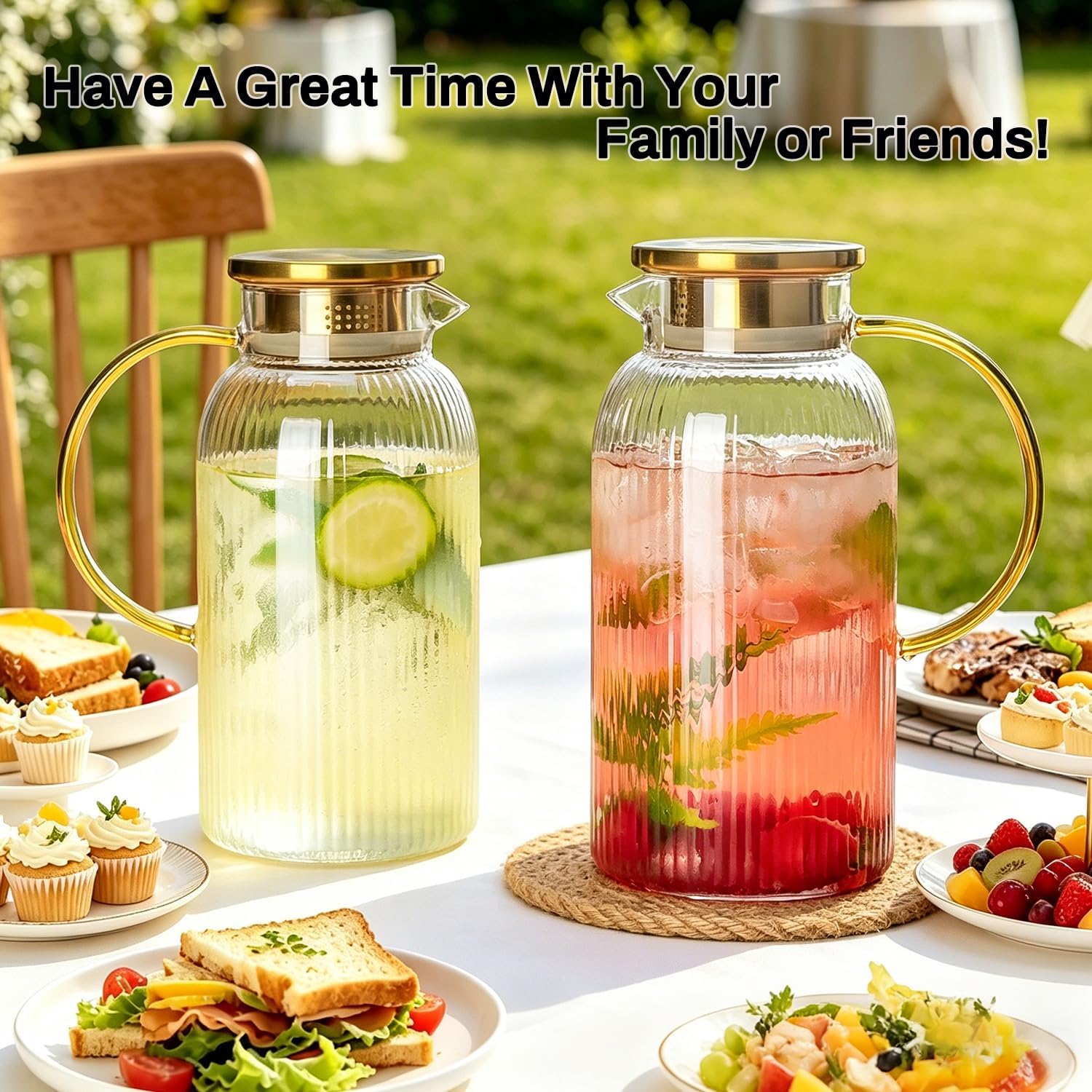 Thumbnail 3 de Buaic 68 oz Glass Water Pitcher with Lid 🫗