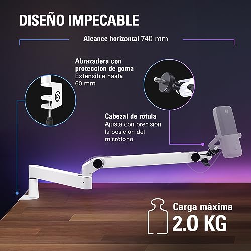 Detalle de Elgato Wave Mic Arm LP White: brazo articulado premium para microphone y streaming
