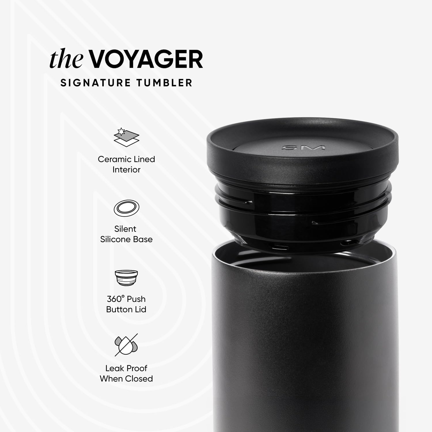 Thumbnail 1 de Simple Modern Voyager Signature Travel Coffee Mug Tumbler with 360° Push-Button Lid (16oz) — Almond Birch
