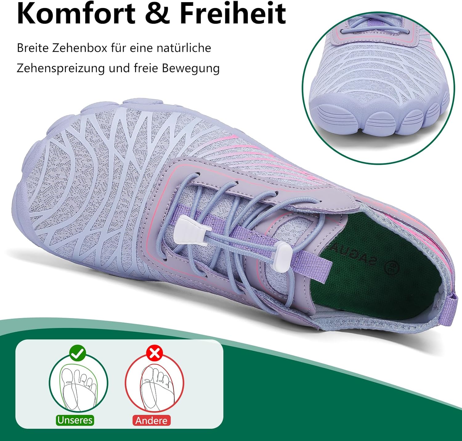 Thumbnail 2 de SAGUARO Damen Barfußschuhe Leicht & Atmungsaktiv mit Breiter Zehenbox, Gr. 35–43