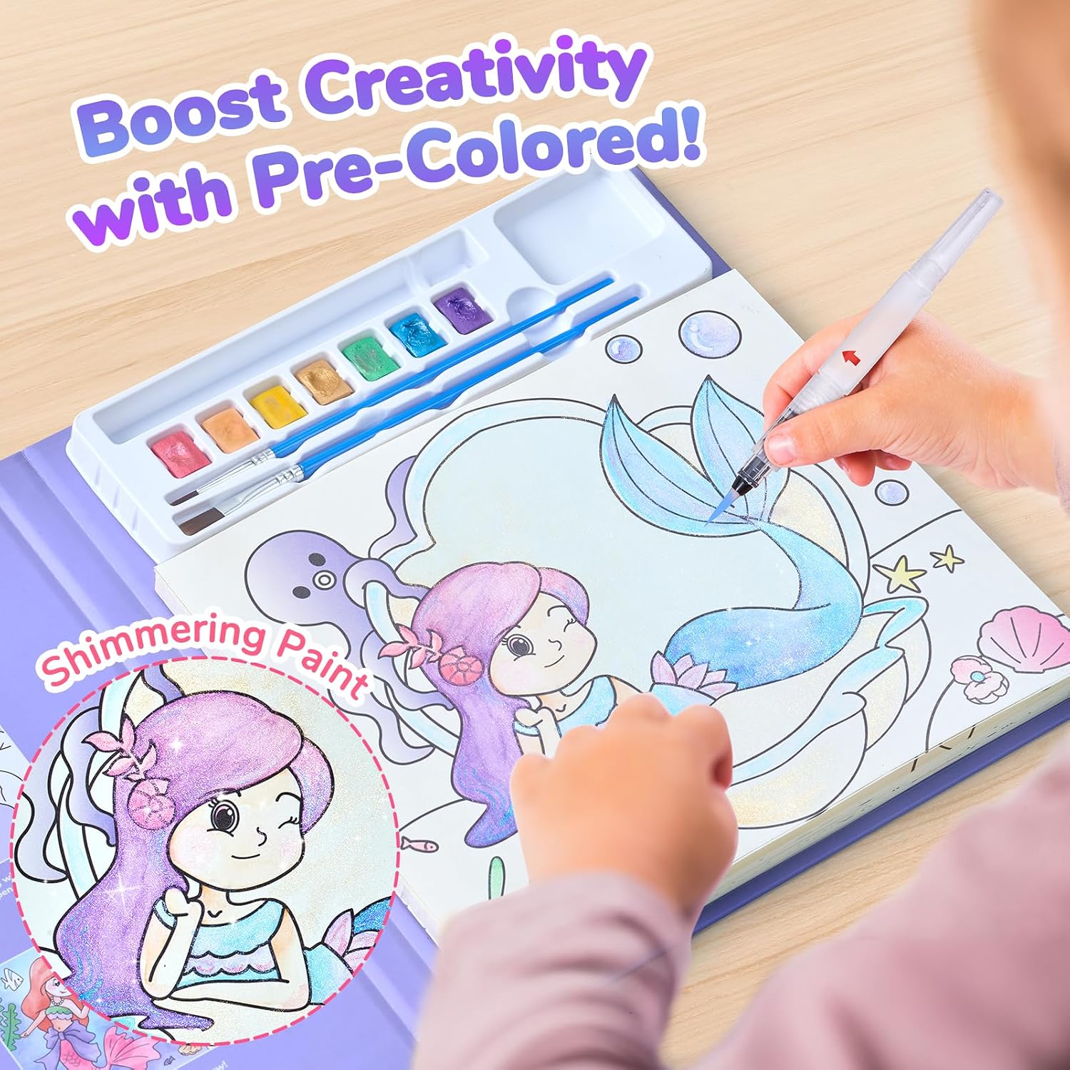 Thumbnail 3 de JoyCat Paint with Water Coloring Books for Toddlers (Purple) – 3-in-1 Watercolour Set for Kids Aged 3–5