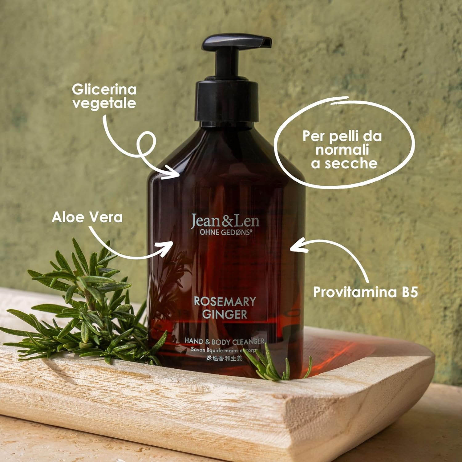Detalle de Jean & Len Detergente Corpo e Mani Rosemary & Ginger 500 ml