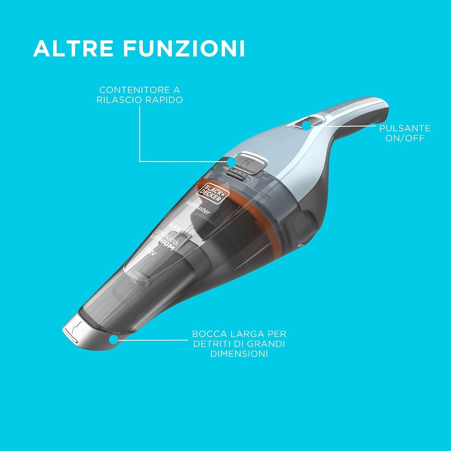 Thumbnail 6 de BLACK+DECKER dustbuster 7.2V (Batteria 2.0Ah) - Aspirapolvere portatile senza fili, viola (NVC215W-QW)