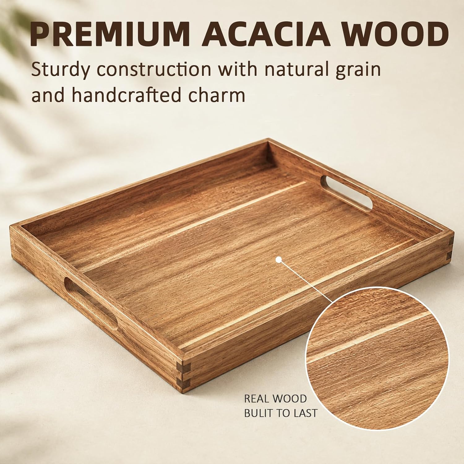 Detalle de Solidith Acacia Wood Serving Tray