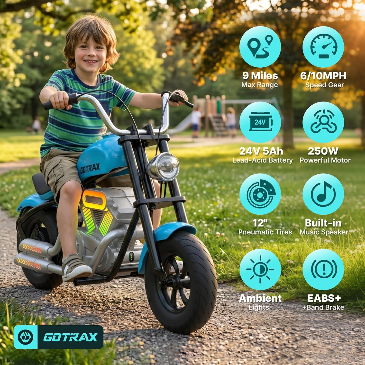 Detalle de Gotrax Kids’ Electric Motorcycle, 12-inch Tires
