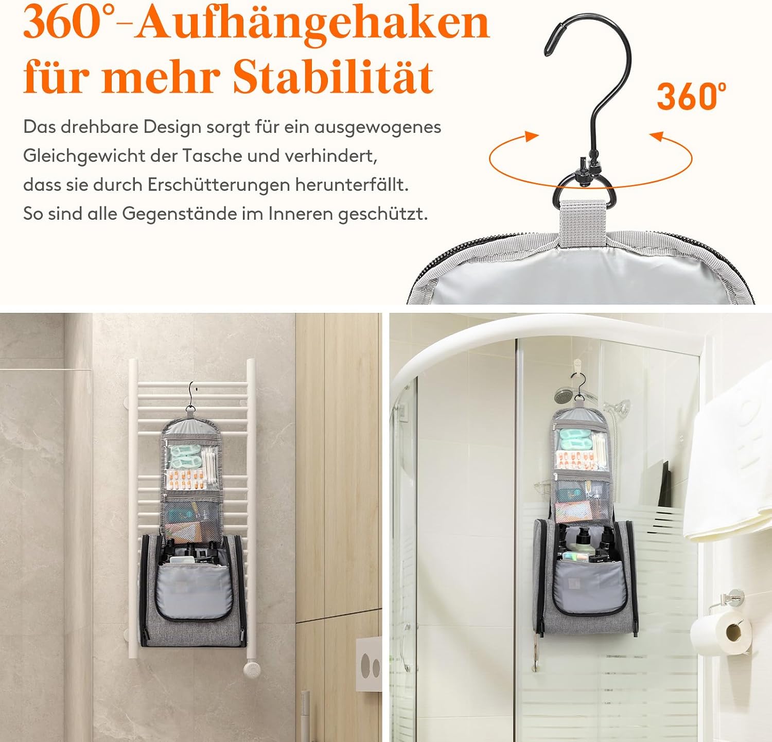 Detalle de Lifewit Große Kulturbeutel Herren 23×13,5×27,5 cm