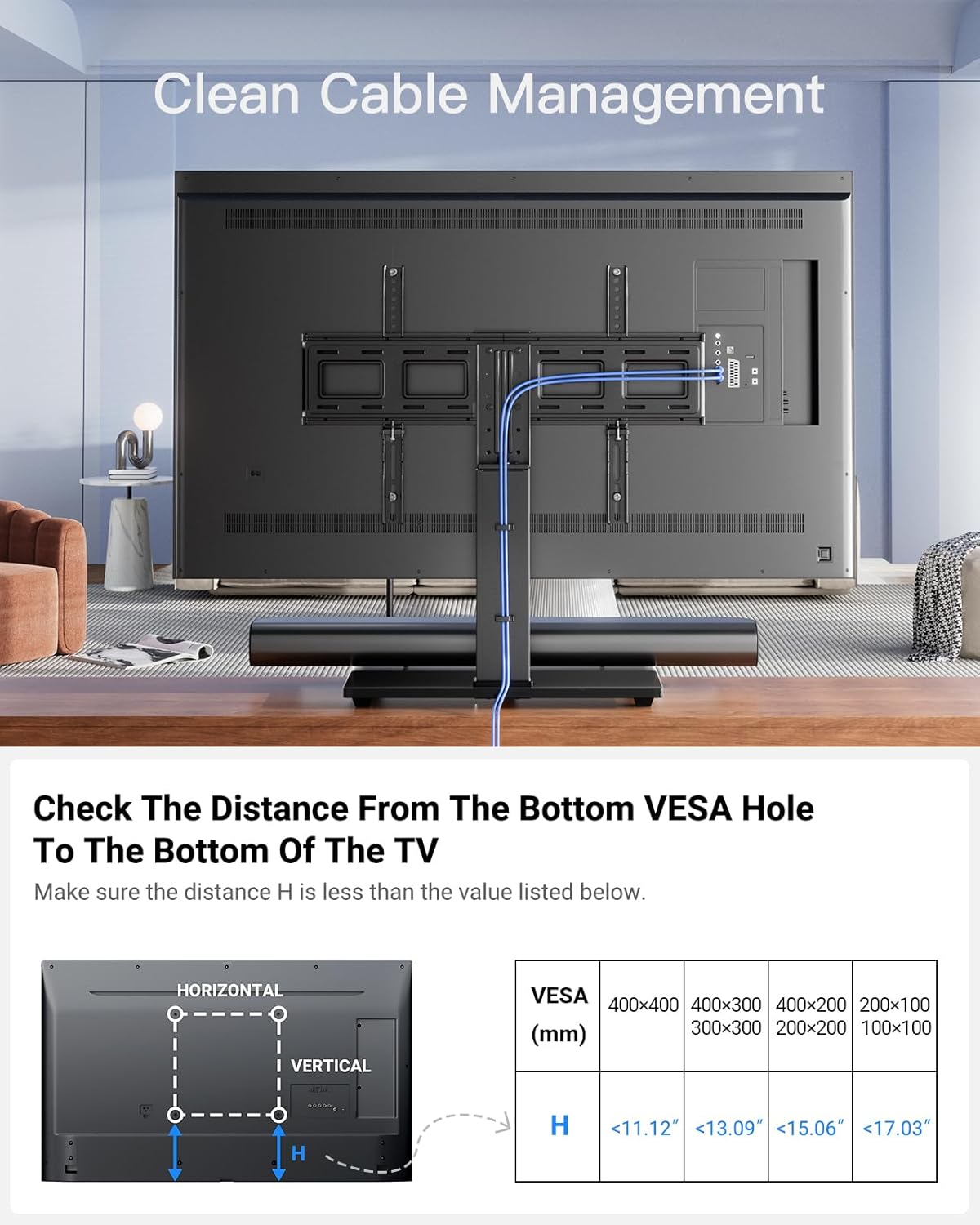 Thumbnail 5 de PERLESMITH PSTVS13 Universal TV Stand 99lbs swivel