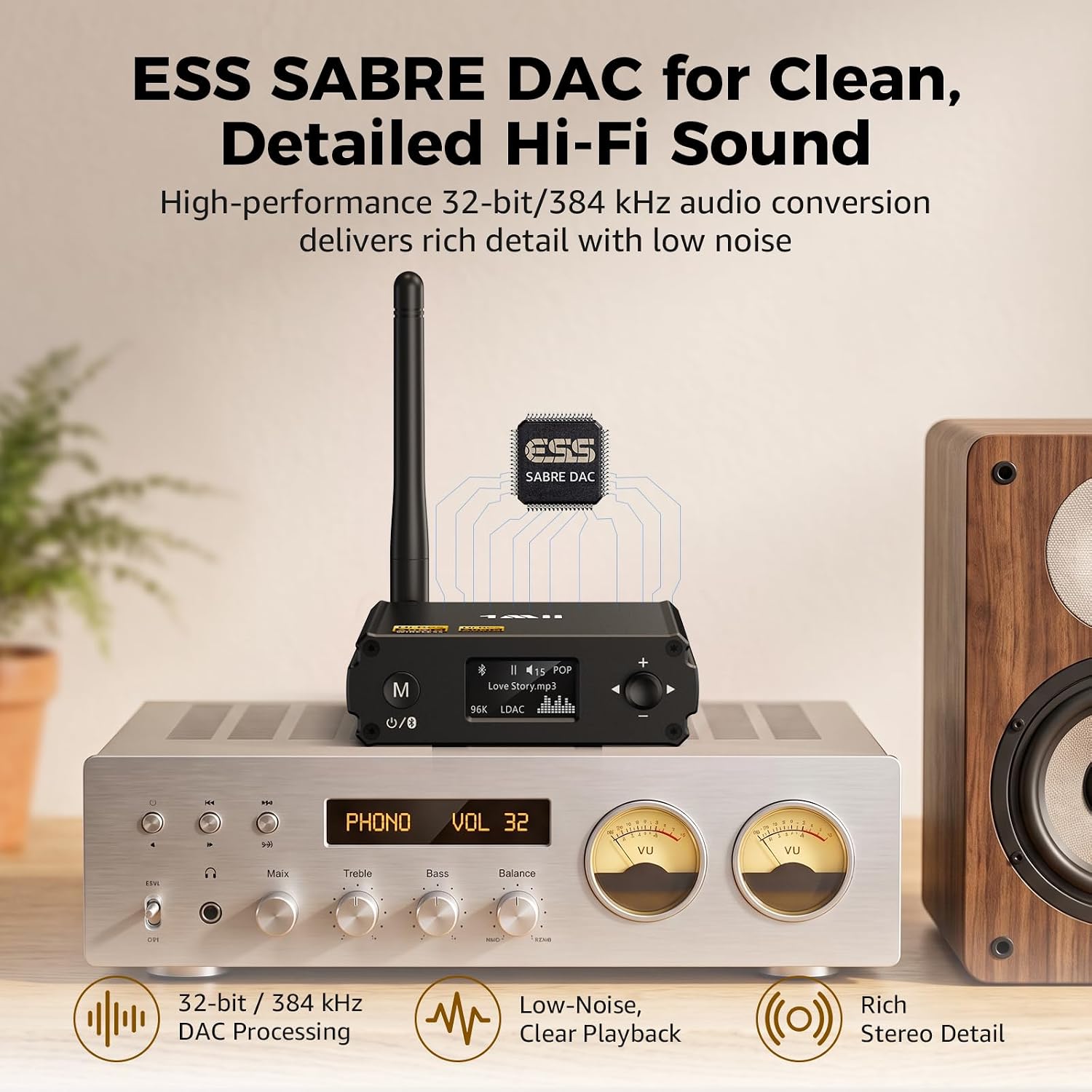 Thumbnail 3 de 1Mii DS220 HiFi Bluetooth 5.3 Receiver with LDAC, aptX HD and OLED Display