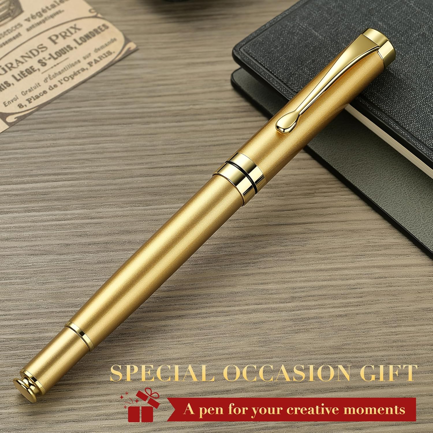 Thumbnail 6 de BEILUNER Stainless Steel Pen Set with Golden Trim, Black Ink and Gift Box