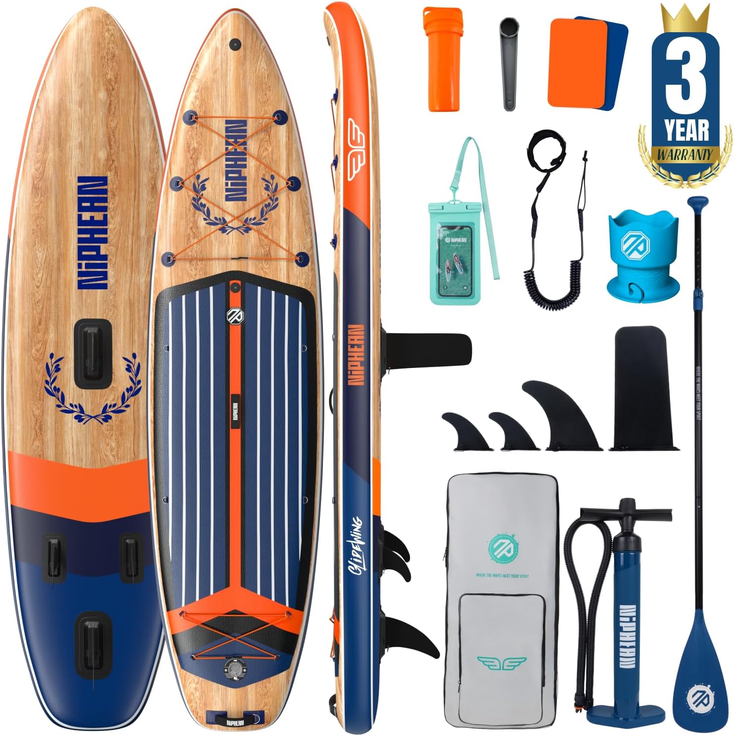 Detalle de Niphean (Extra Large) Inflatable Paddle Board (SUP) for 2–3 People, 500+ lbs Capacity + Accessories