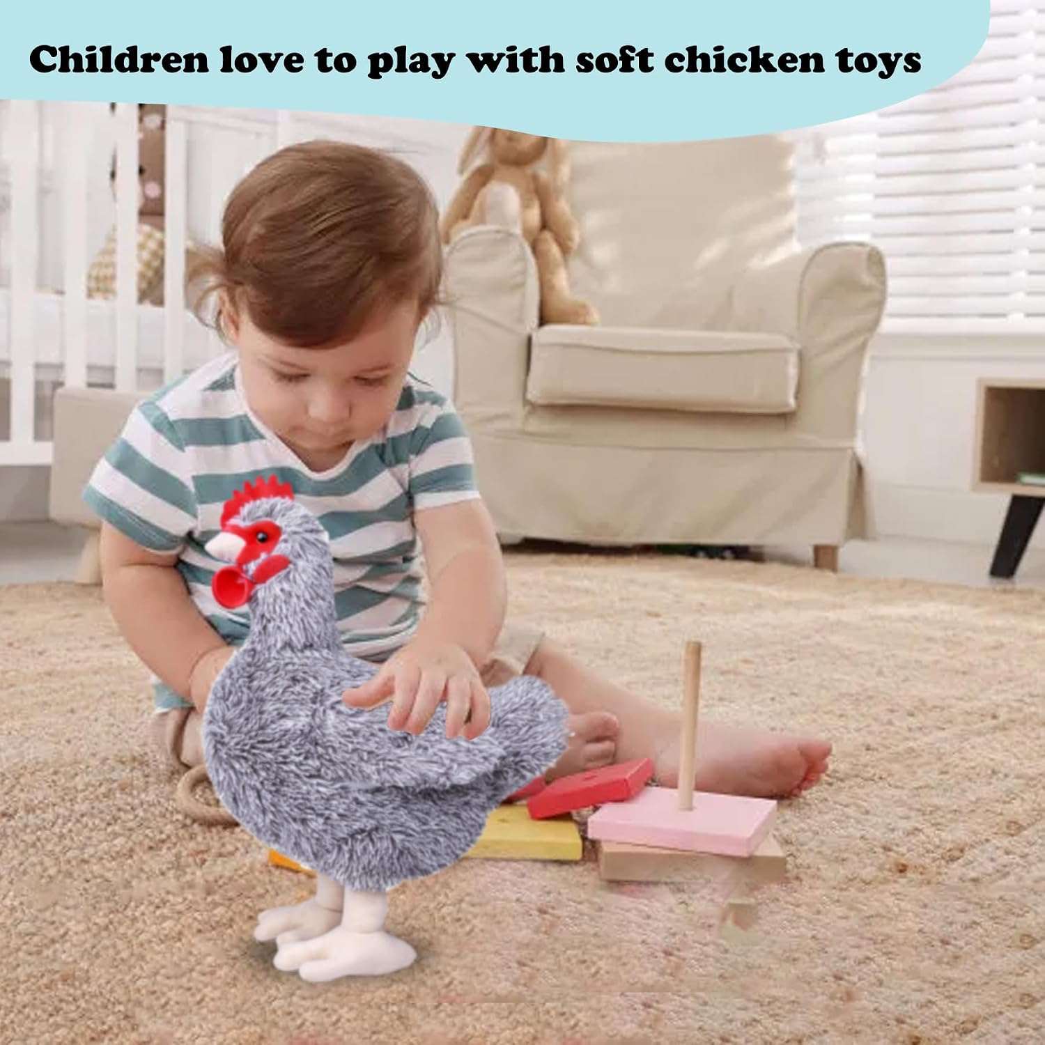 Detalle de Lilizzhoumax 8-inch Black Cuddy Hen Chicken Plush Toy