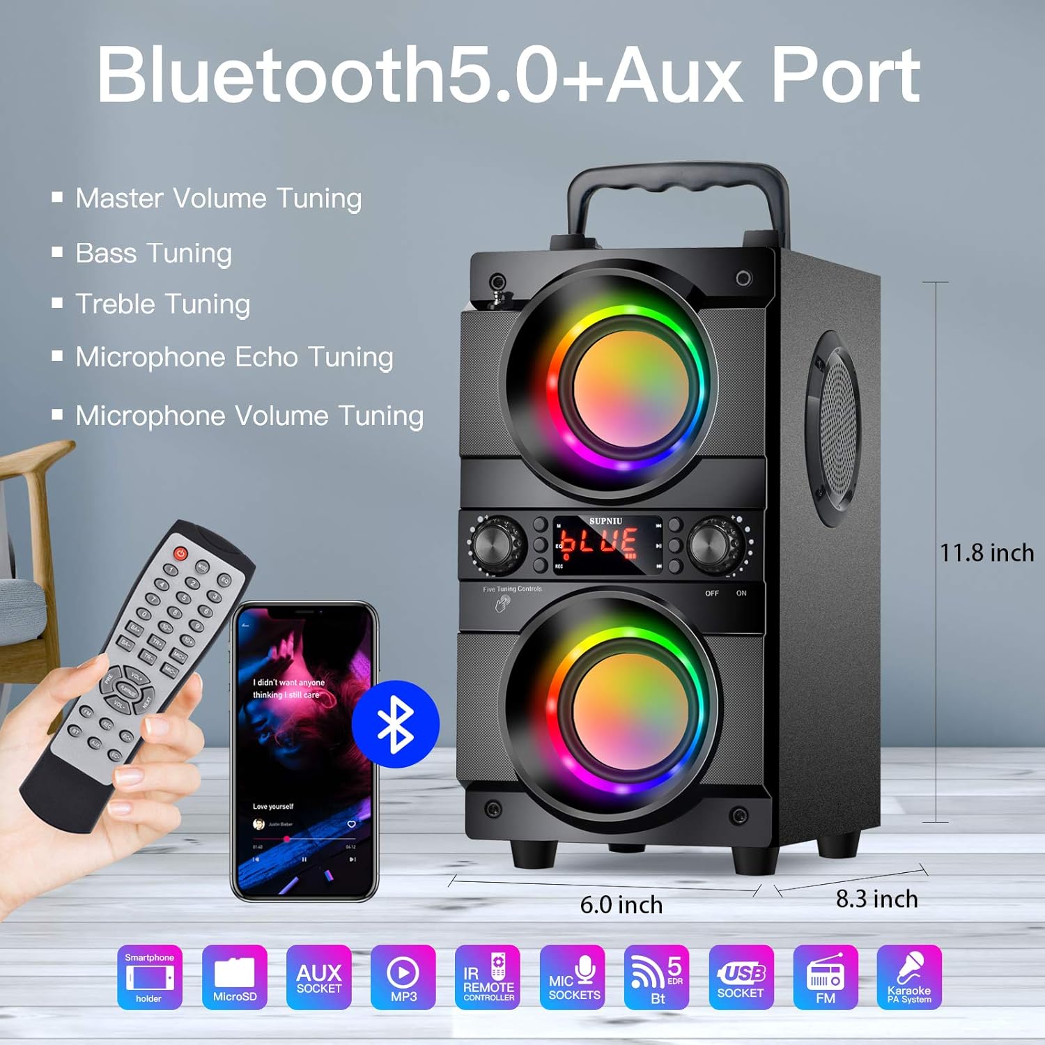 Thumbnail 1 de 60W Portable Bluetooth speaker with Bass