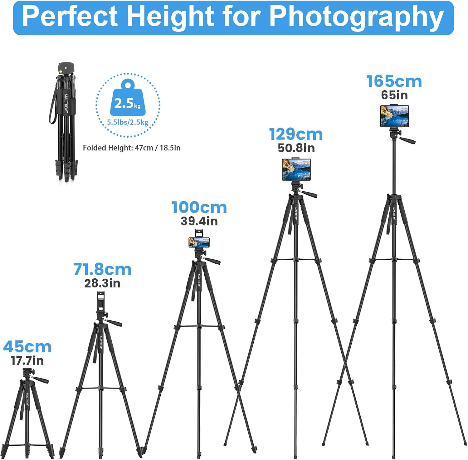 Detalle 2 de Phone Tripod 165cm lightweight tripod