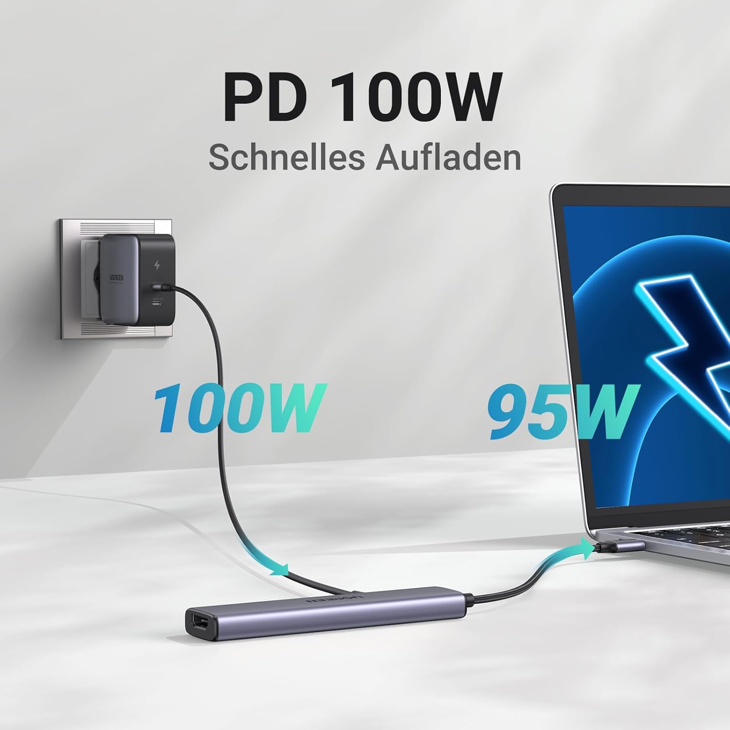 Detalle 2 de UGREEN Revodok 105 USB C Hub PD100W 4K HDMI