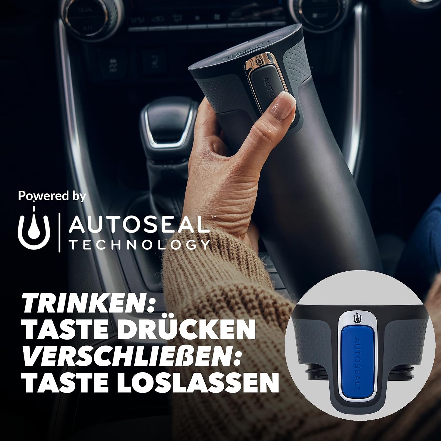 Detalle de Contigo West Loop Autoseal Edelstahl-Thermbecher, 470 ml – auslaufsicher