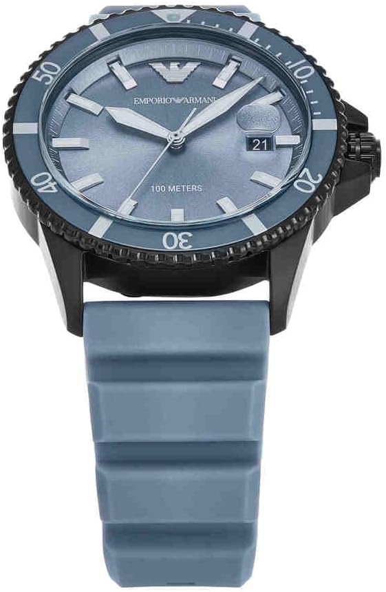 Thumbnail 3 de Emporio Armani Uhr für Herren – Quarz-Dreizeiger mit Datum, 42 mm Gehäuse, blaues Sunray Zifferblatt, Silikonband