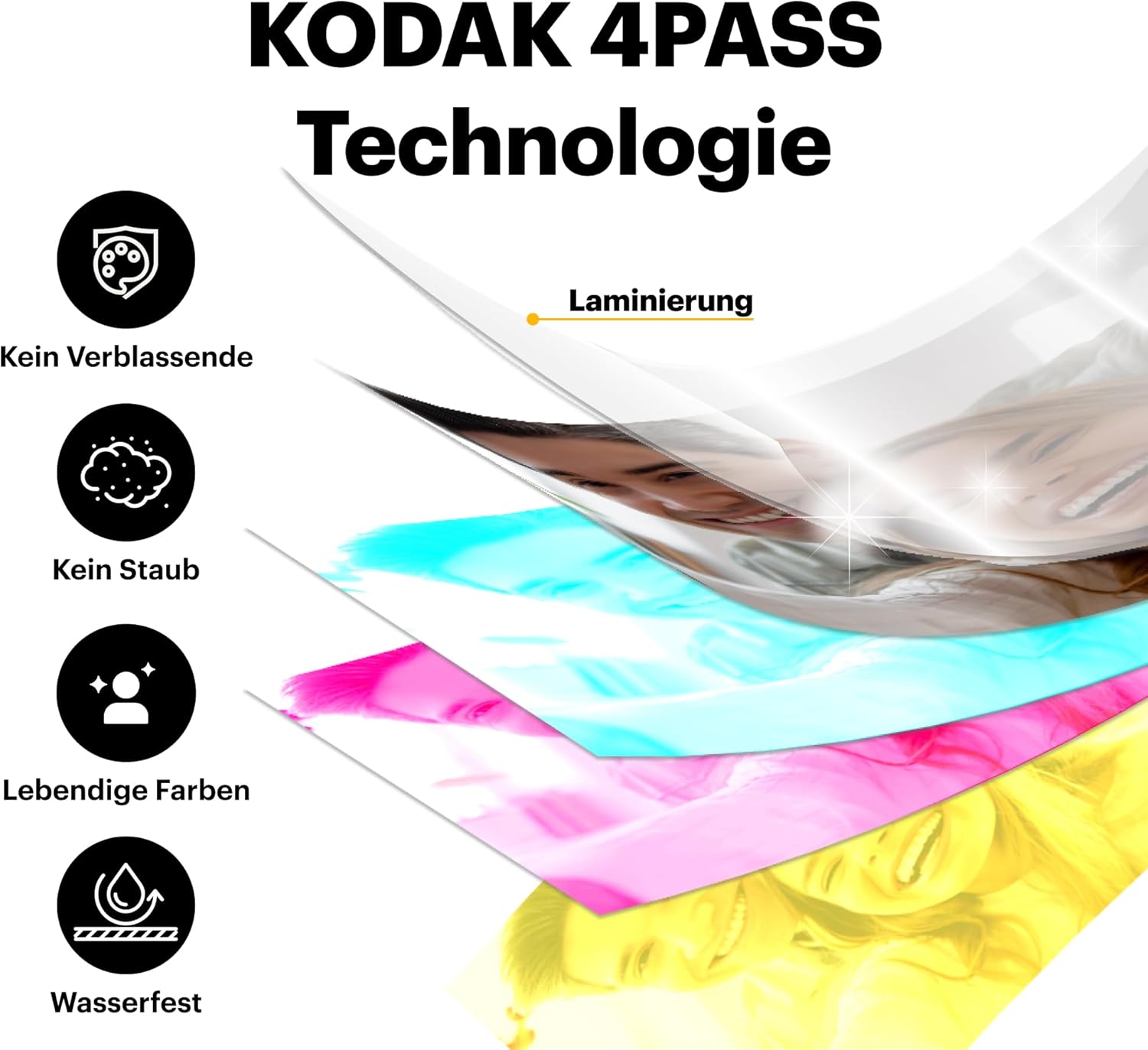Detalle de KODAK Dock Plus Foto-Drucker 4PASS für Smartphones – 10×15 cm Sofortdruck mit 40-Blatt-Bundle