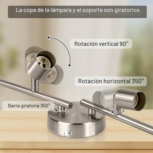 Detalle de Ketom GU10 Focos techo níquel: set de 4 cabezales orientables para interior