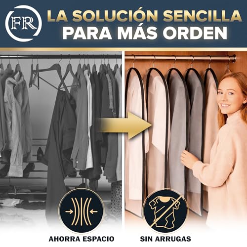 Detalle de FiRiO 2x Fundas de Ropa Armario, Antipolvo y Transpirables (100x60 cm) – Porta Trajes para Mujer y Hombre