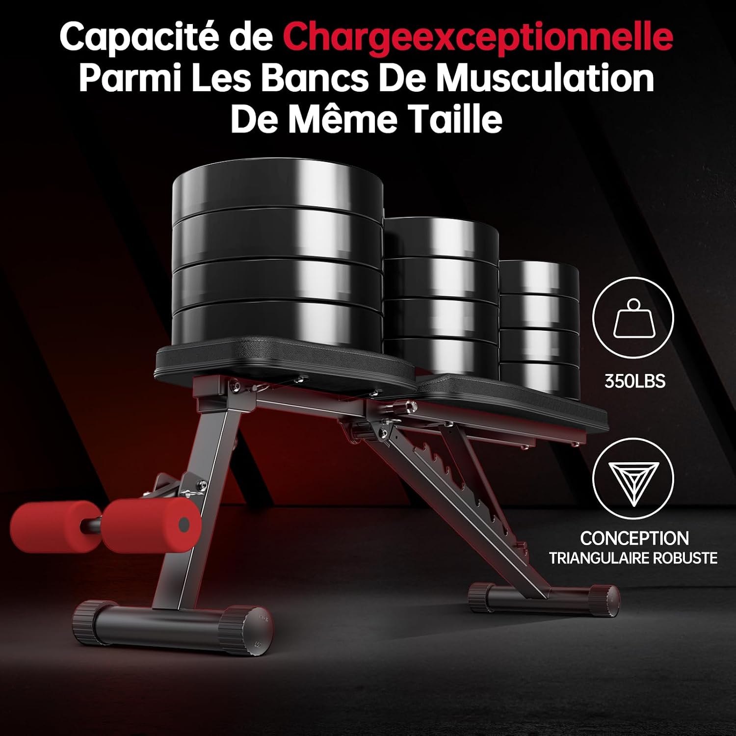 Detalle de PASYOU Banc de musculation pliable 10 positions réglables jusqu’à 92°