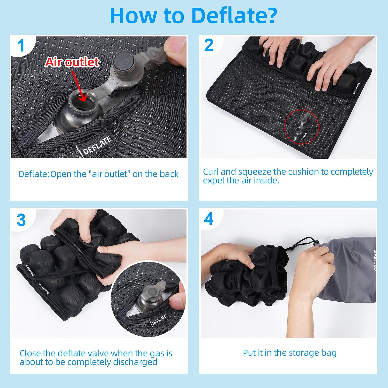 Thumbnail 3 de sodurue UIU-969 Inflatable Travel Cushion with 49 Air Cells and Built-In Pump