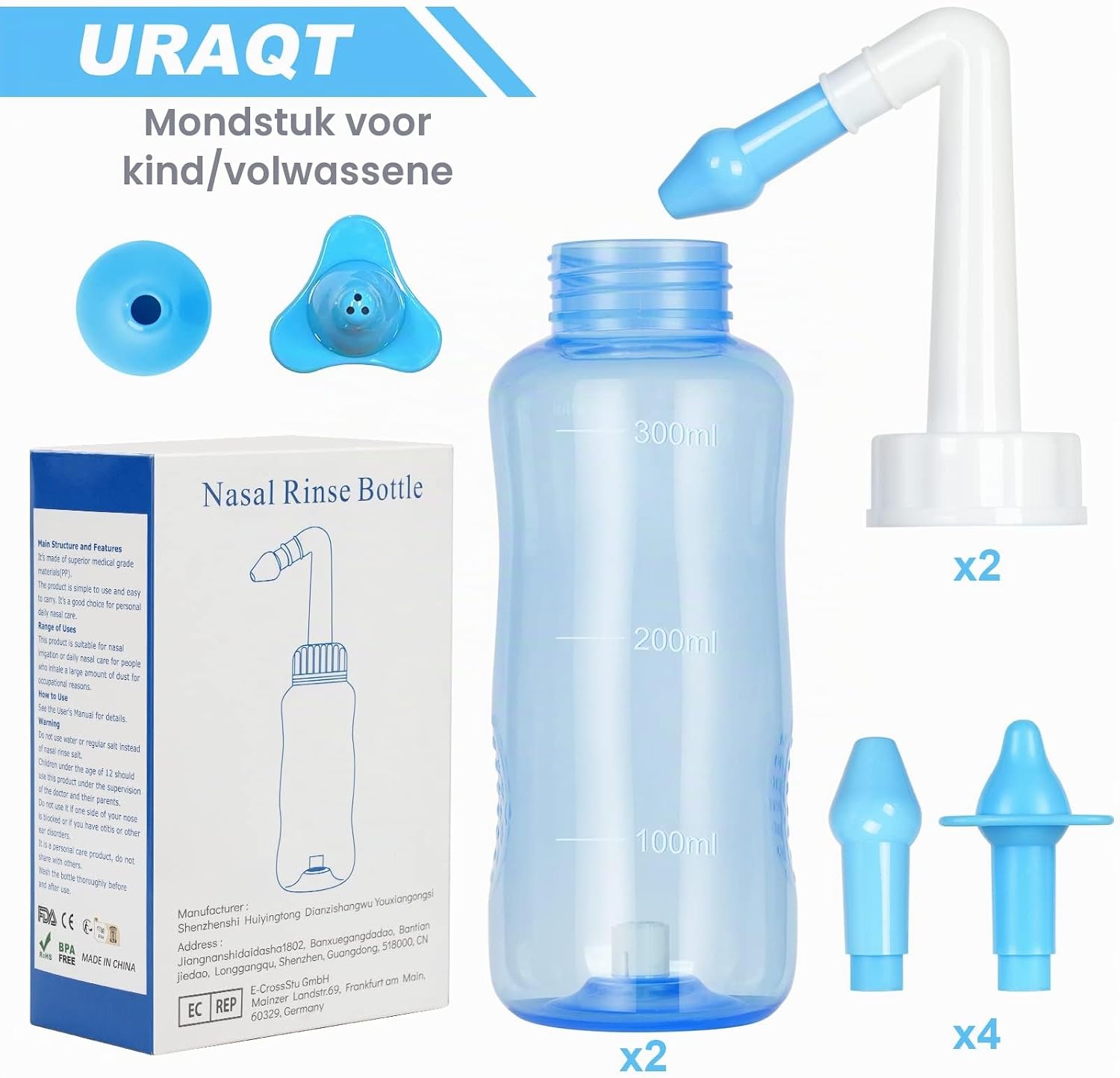 Thumbnail 5 de URAQT C-xibihu-BE neusspoelset, 300 ml, met twee mondstukken