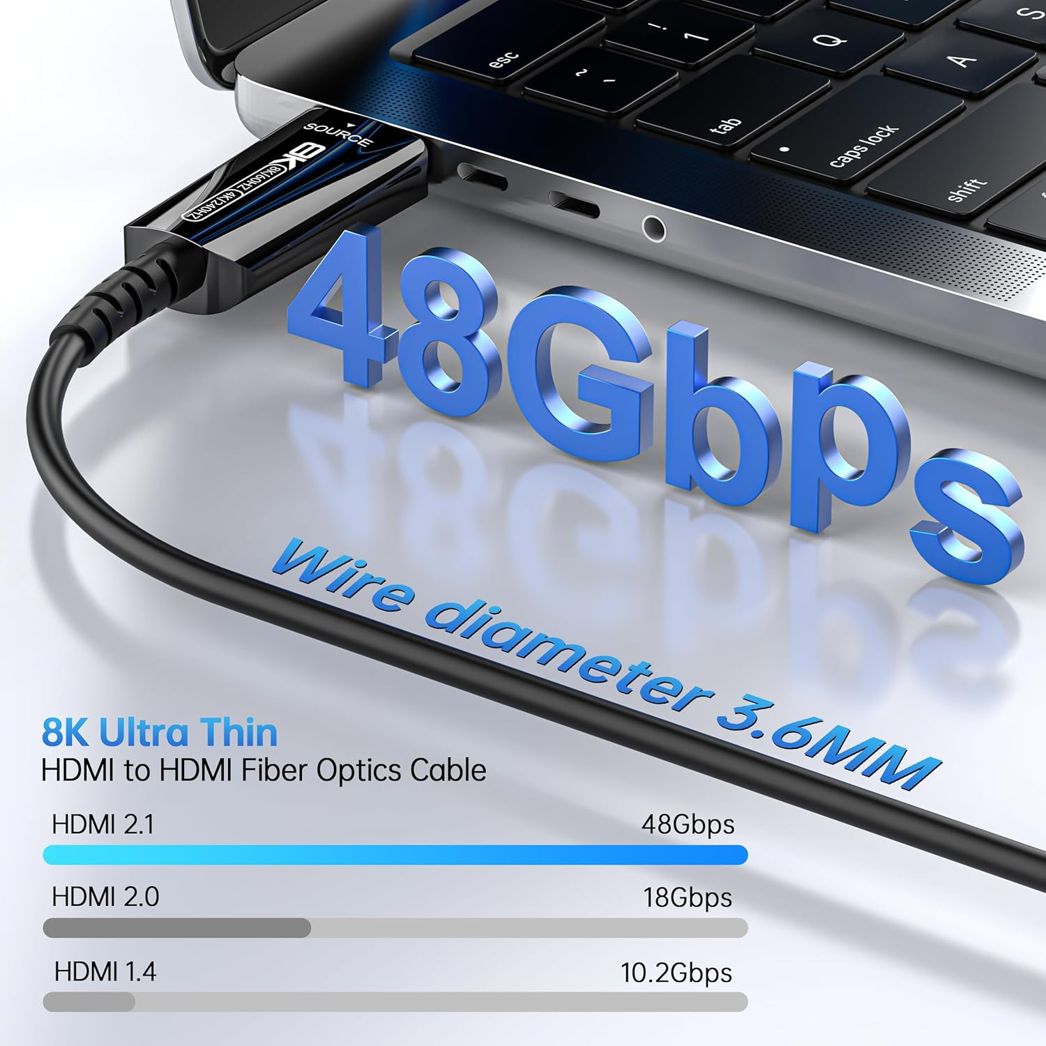 Thumbnail 1 de DGHUMEN Fiber Optic HDMI Cable 100 FT — 8K@60Hz, 4K@240Hz, Ultra High Speed 48Gbps