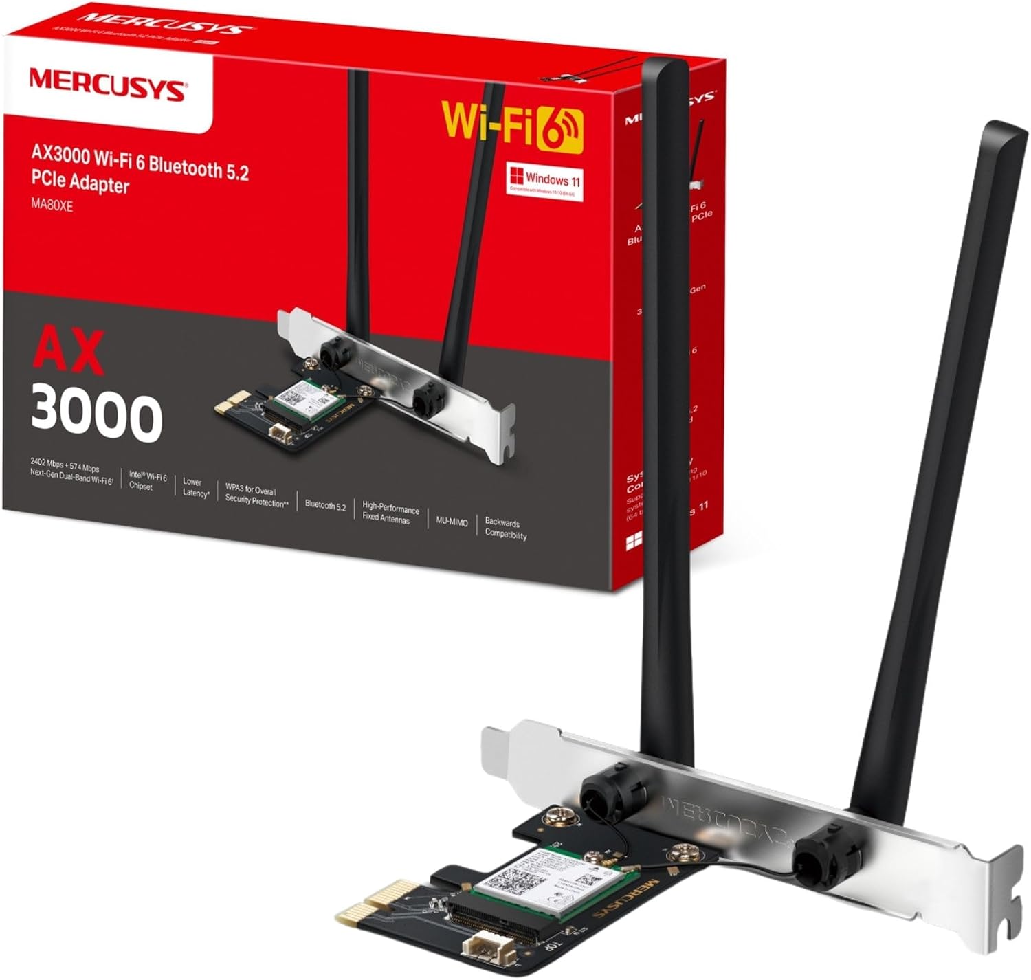 Detalle de MERCUSYS MA80XE AX3000 PCIe Wi‑Fi Adapter
