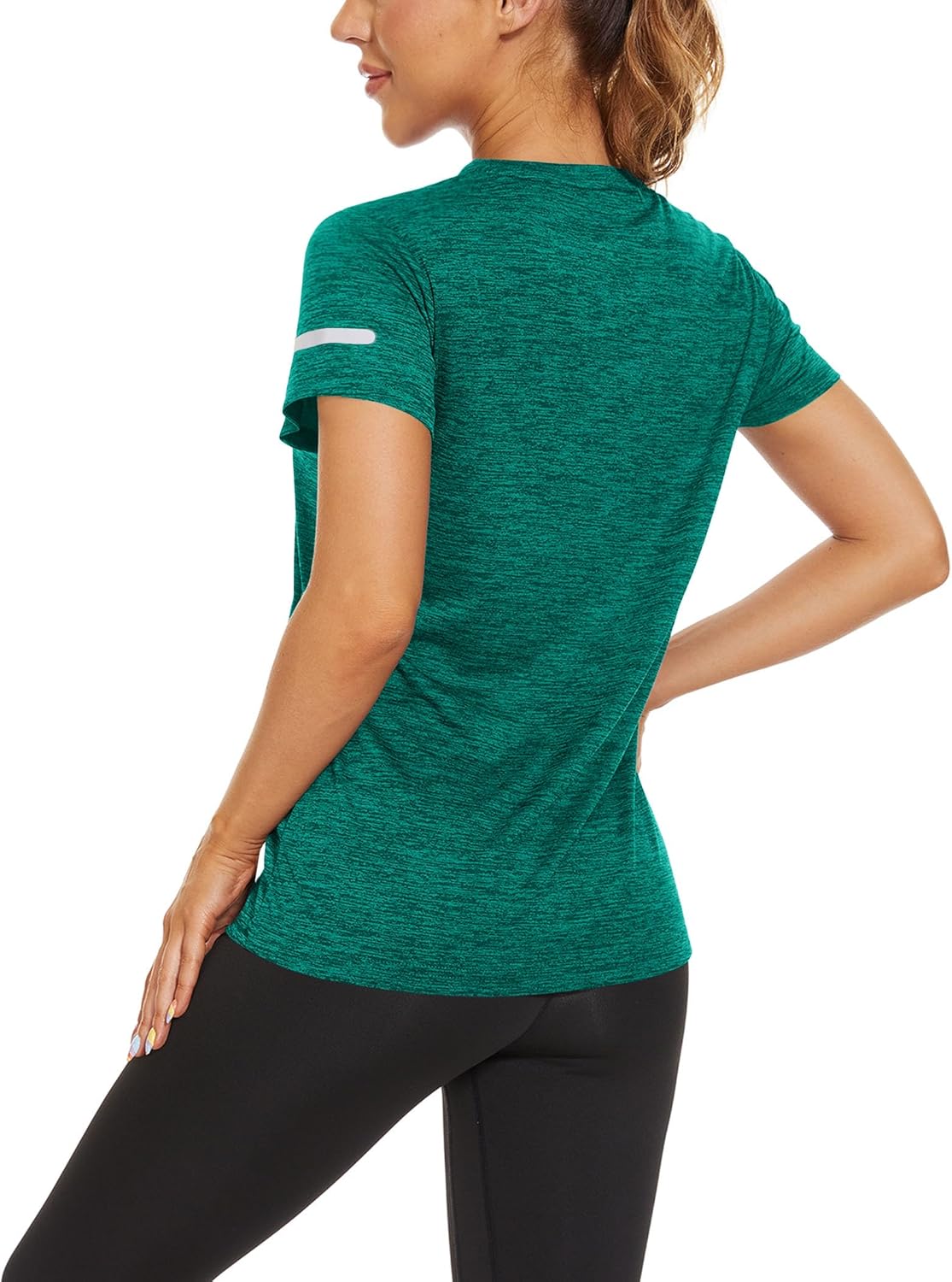 Thumbnail 3 de KEFITEVD Melange Sportshirt Damen Kurzarm mit Reflexstreifen – atmungsaktives Stretch Funktionsshirt (Regular Fit)