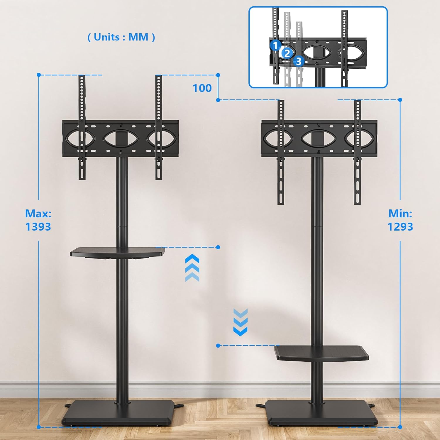 Thumbnail 6 de 5Rcom Universal Swivel TV Floor Stand with Mount for 32-60 Inch TVs up to 40kg