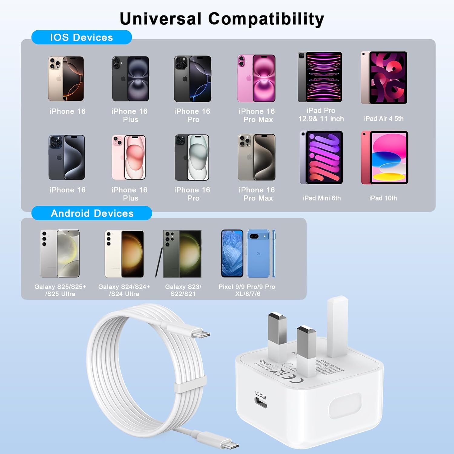 Thumbnail 3 de 20W USB‑C Charger 2 Pack with 6ft Cable