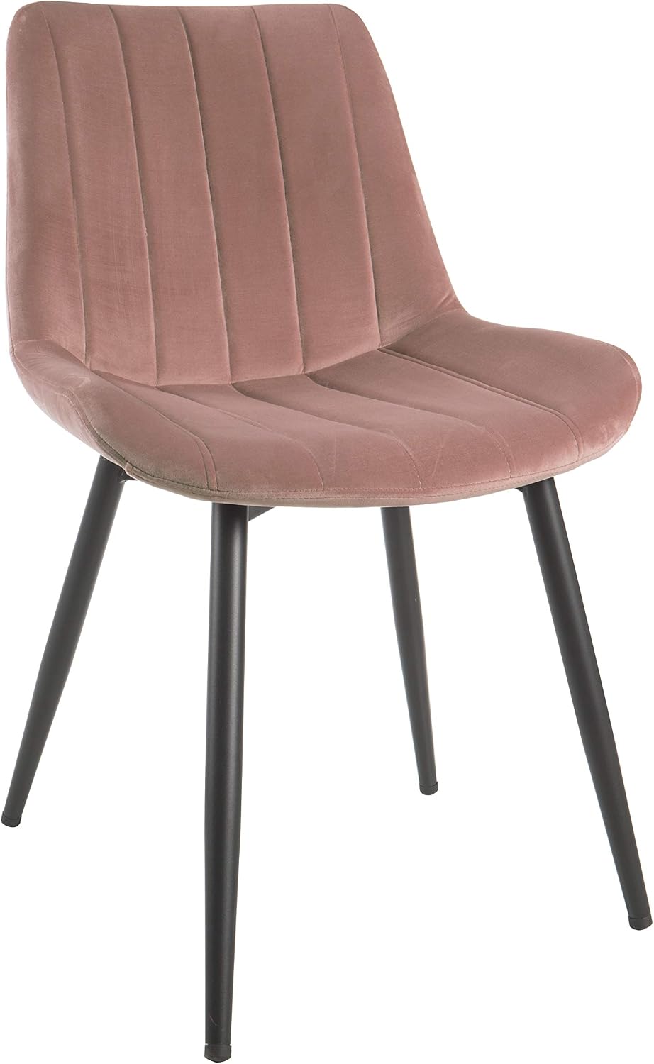 Detalle de Sedia in velluto rosa con gambe in metallo nere 51,5x58x82 cm – stile Glam