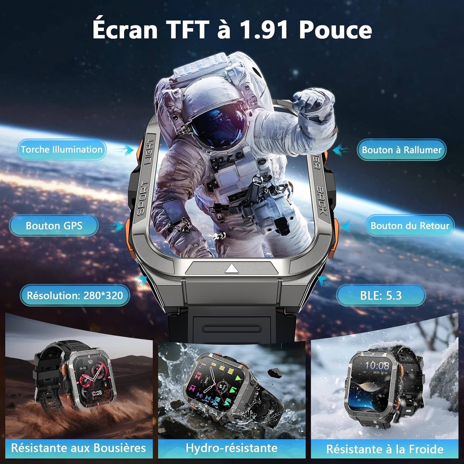 Thumbnail 1 de Blackview W80Pro : Montre Connectée Homme avec GPS Intégré et 900 mAh – Santé, sport et autonomie