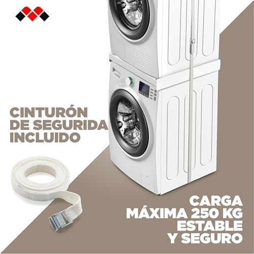 Detalle 2 de Meliconi Torre Basic L60: Kit de soporte lavadora-secadora premontado, capacidad 250 kg, blanco