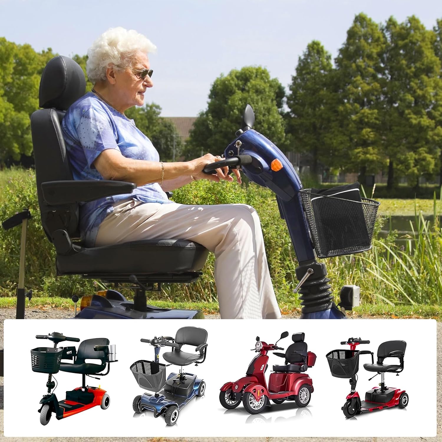 Thumbnail 4 de Extra Large Mobility Scooter Cover (Waterproof Heavy Duty 420D Oxford Fabric) with 4 Reflective Strips and 3 Buckles