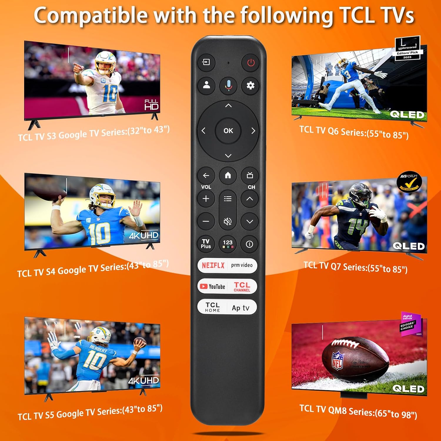 Detalle 2 de Replacement for TCL RC813 Google Smart TV Universal Remote with Voice Control