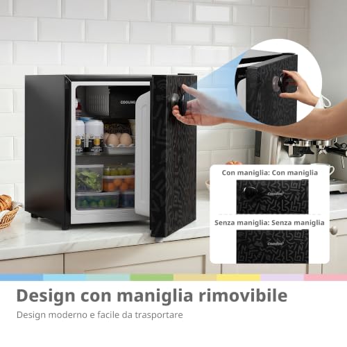Detalle de COMFEE' RCD48BF2EUY(E) Mini Frigo 43L: design moderno e compatto per casa, ufficio o camera