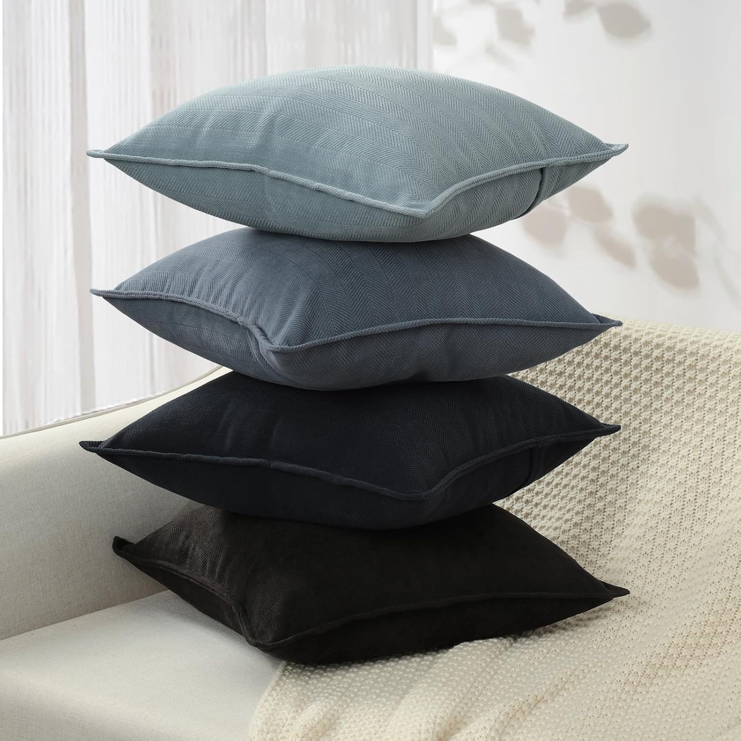 Thumbnail 3 de ZWJD Kissenbezug 45x45 cm im 4er-Set aus Chenille – Dekokissenhüllen für Sofa, Bett & mehr