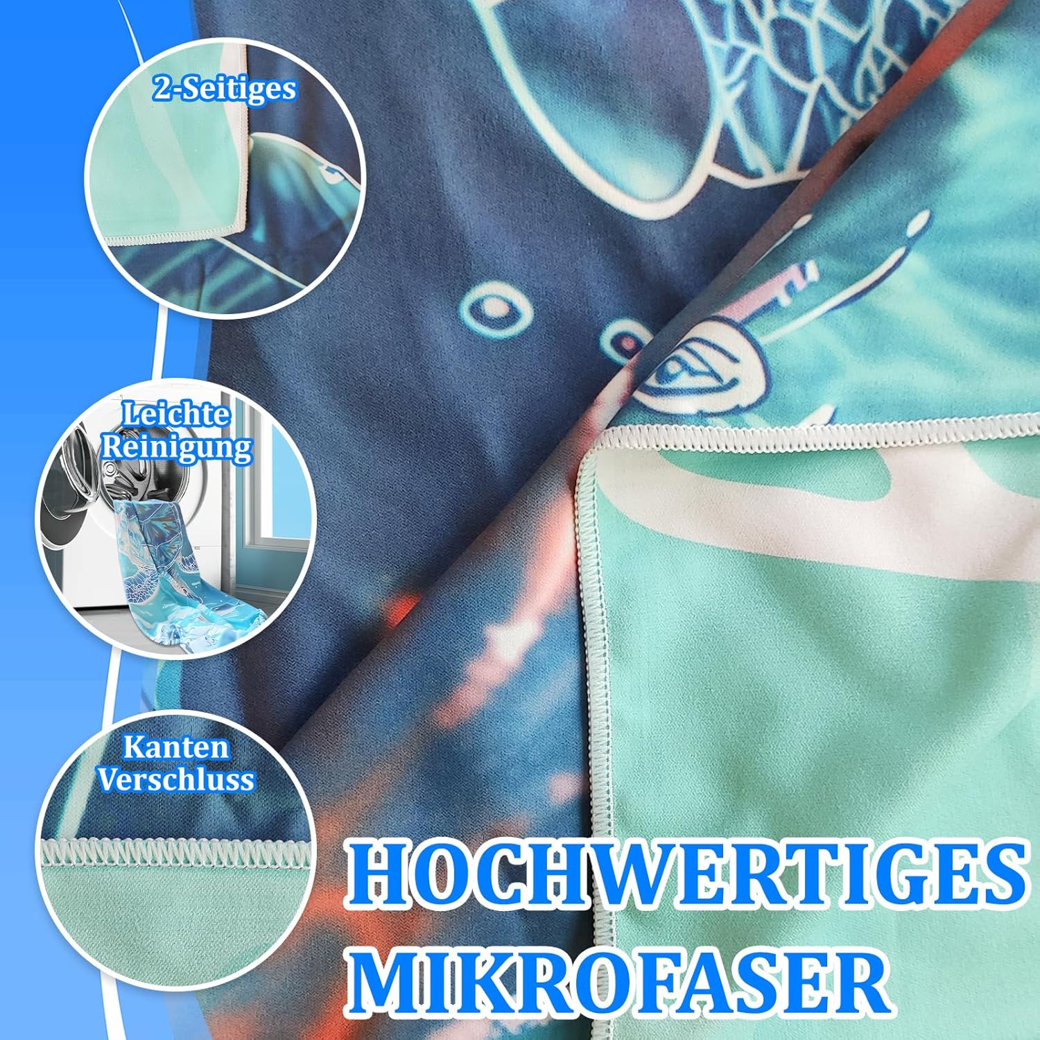 Detalle de Giyim Strandhandtuch Groß 180 x 100 cm – Mikrofaser-Strandtuch mit Tasche
