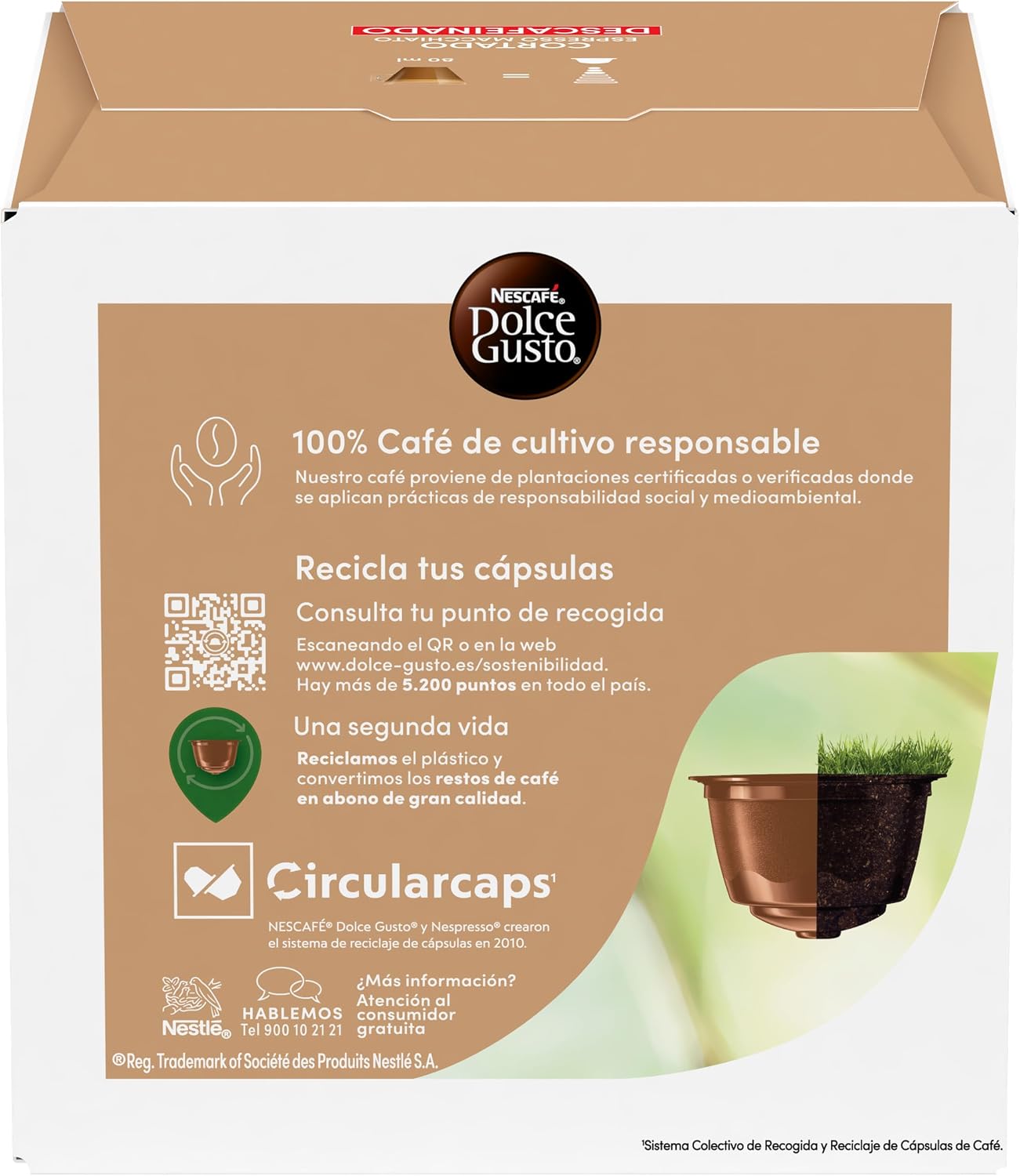 Detalle 2 de NESCAFÉ Dolce Gusto Cortado Descafeinado ☕ 48 cápsulas (3x16)
