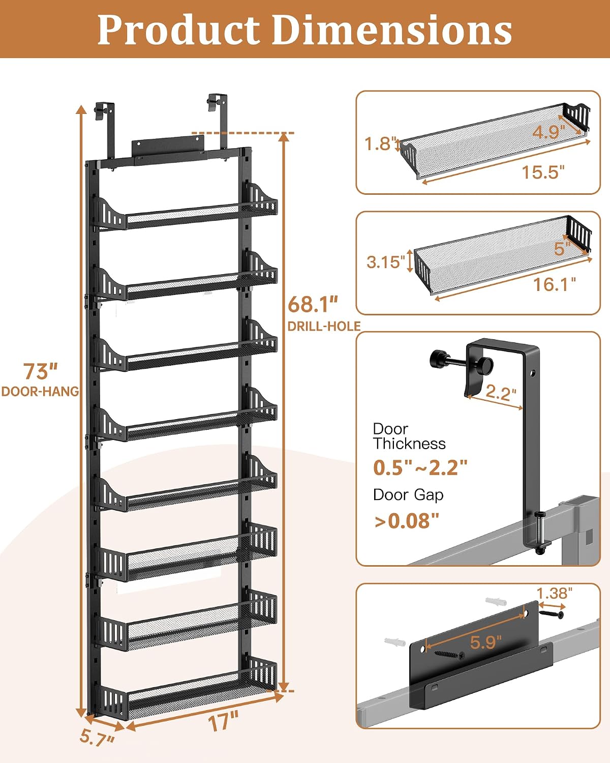Thumbnail 5 de POKIPO 8-Tier Over the Door Pantry Organizer