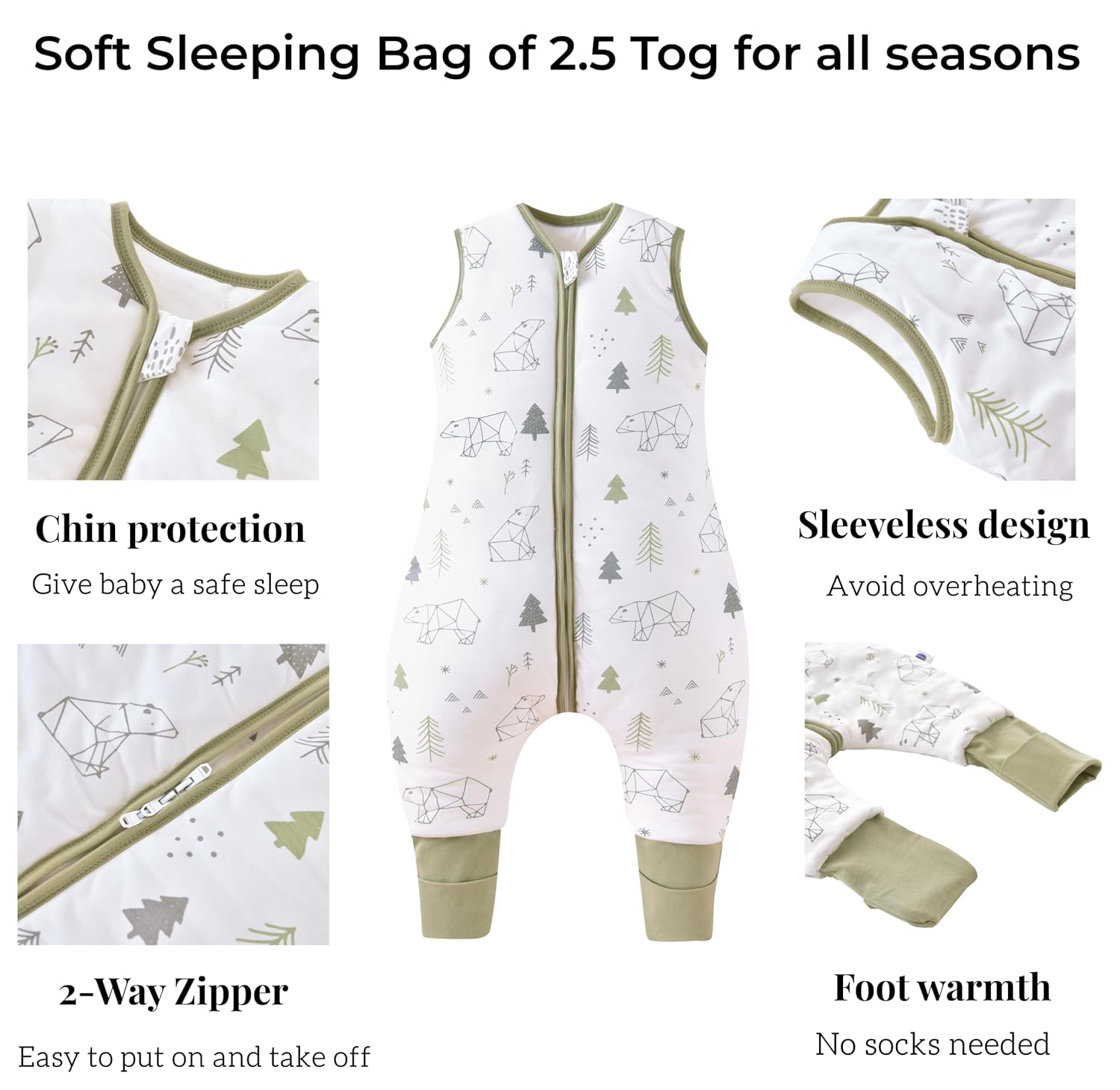 Detalle 2 de Chilsuessy 2er Baby-Schlafsack 80 cm, 2.5 Tog