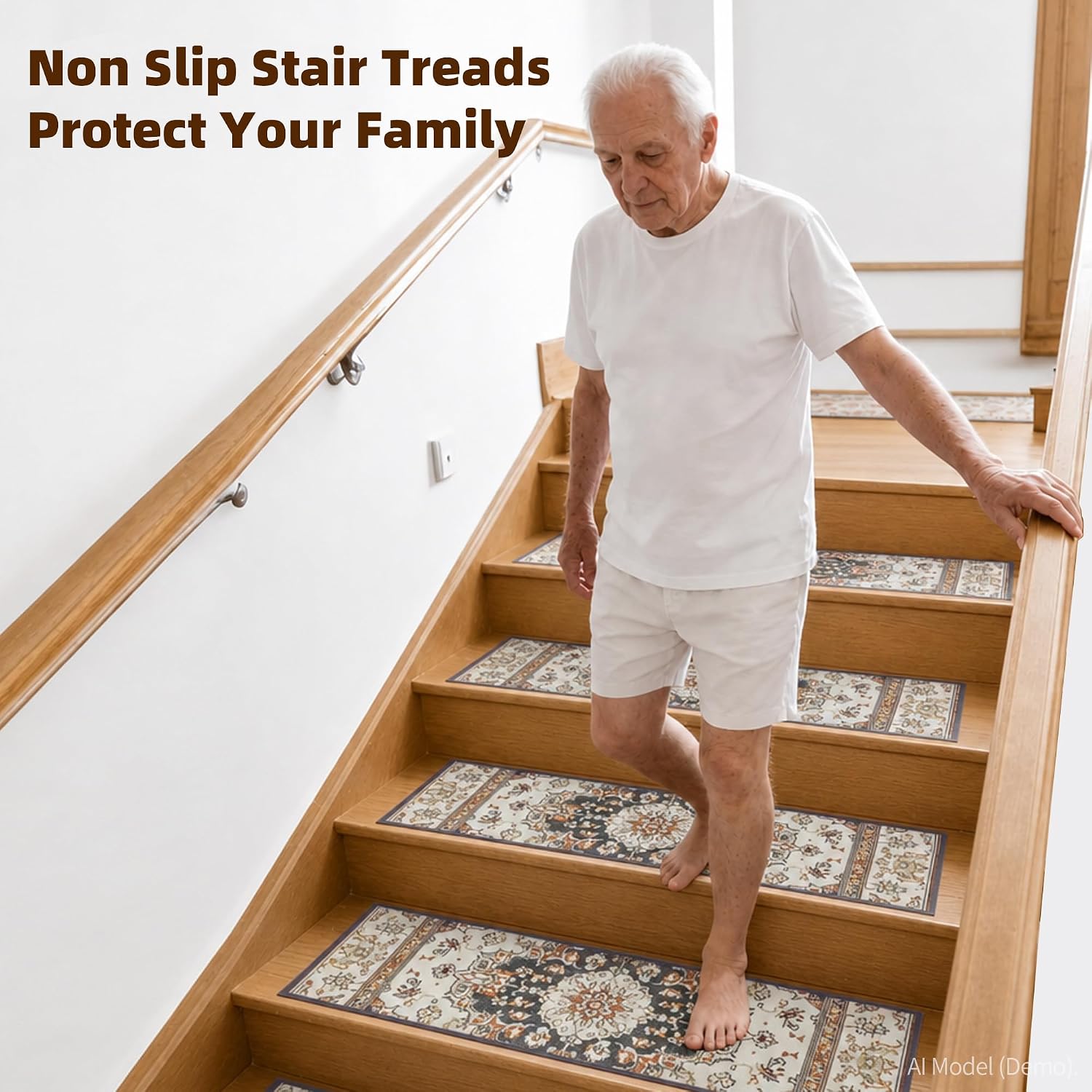 Detalle de Arisework Extra Wide Stair Treads (76 x 22.8 cm) – 15 Pack for Non-Slip Indoor Use
